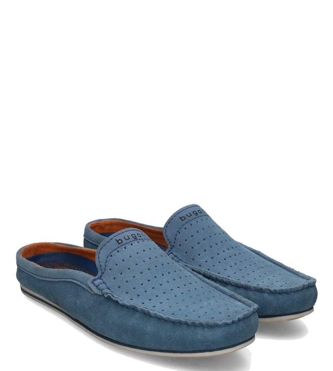 bugatti men's cherokee light blue perforated mules