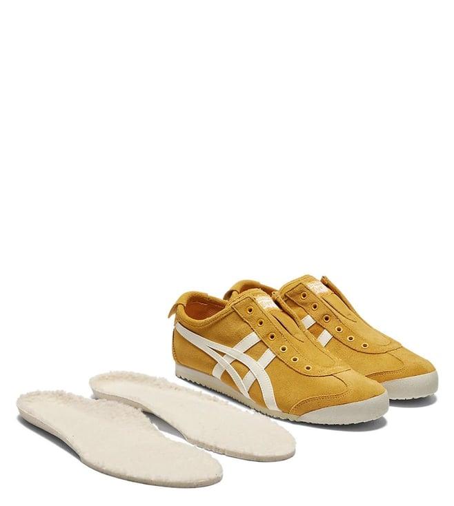 onitsuka tiger unisex mexico 66 slip on golden glow & cream sneakers