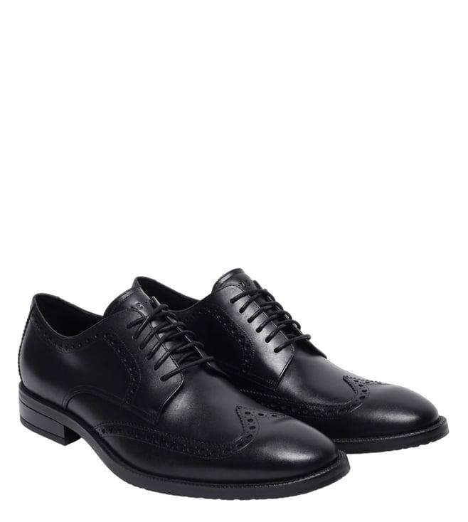 cole haan men's wing black perforated brogue shoes