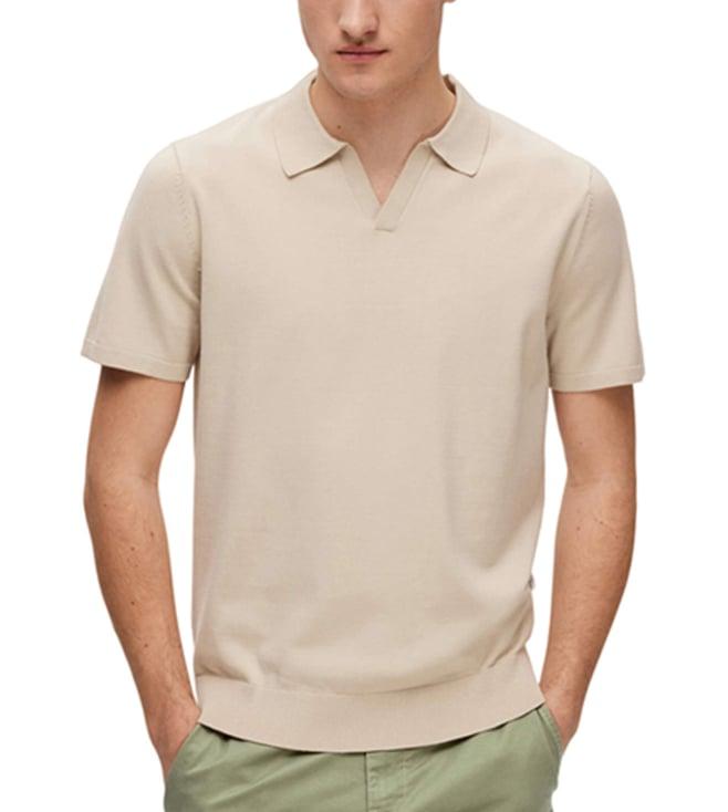 selected homme oatmeal regular fit polo t-shirt