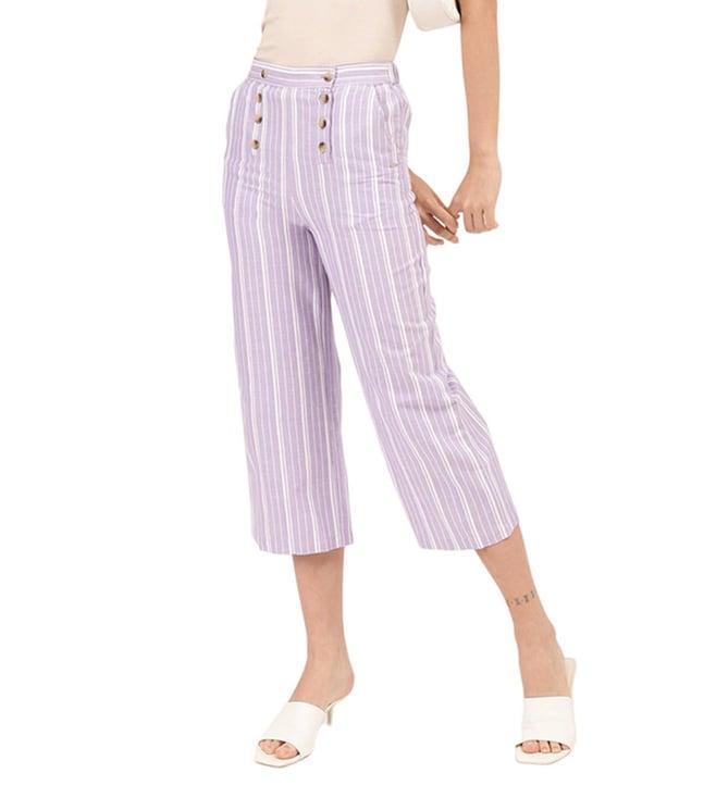 elle purple stripes flare fit trousers