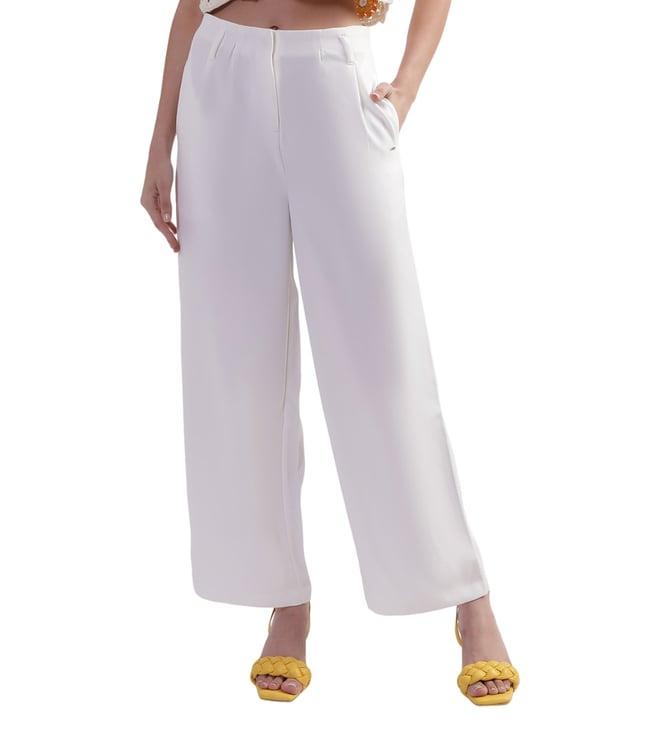 elle white regular fit culottes