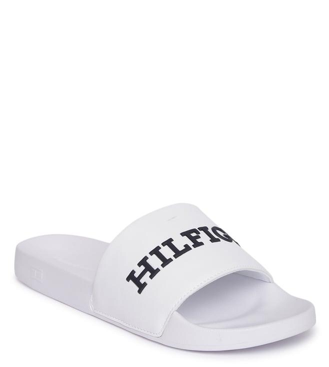 tommy hilfiger men's white slide sandals