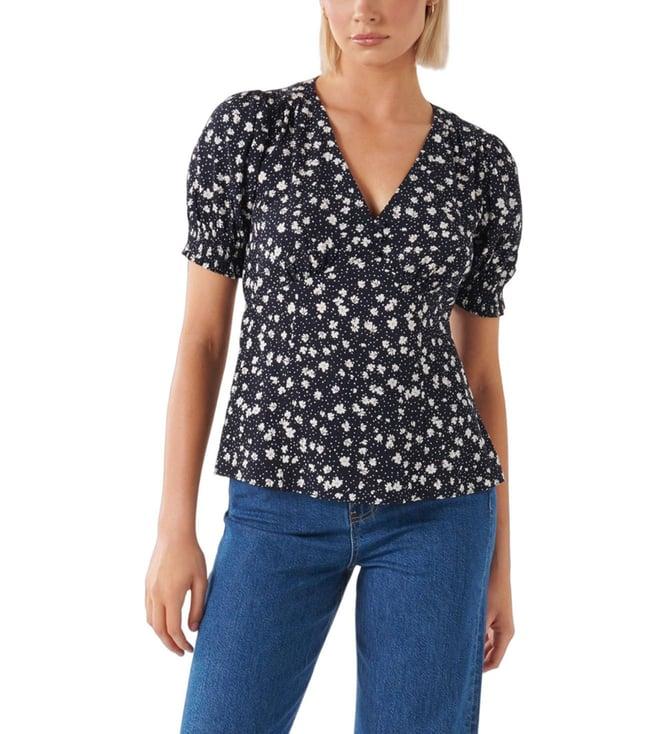 forever new navy foley ditsy aisha tie waist floral regular fit blouse top