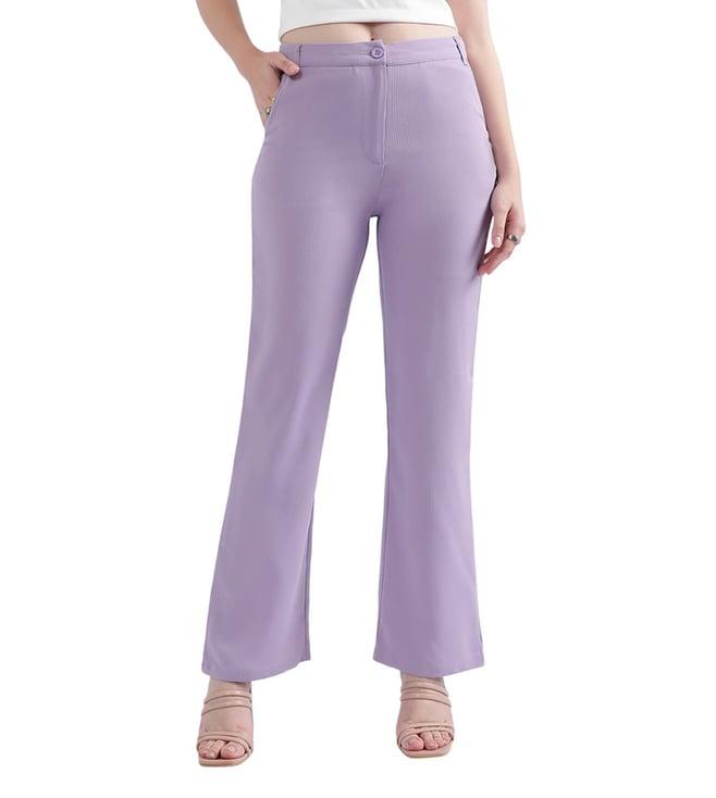 elle lilac regular fit flat front trousers