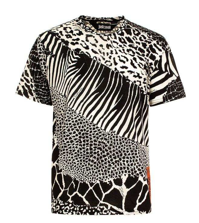 just cavalli black print slim fit t-shirt