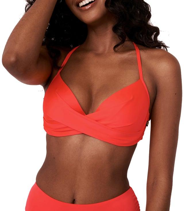 la vie en rose fiery coral recycled fibers push-up bikini top