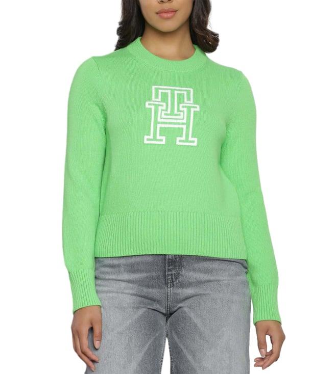 tommy hilfiger spring lime logo regular fit sweater