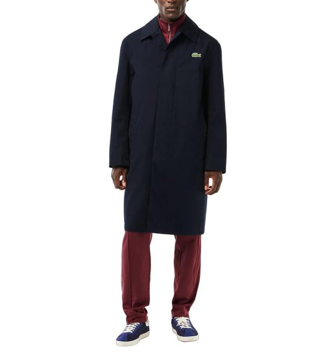 lacoste navy active meets neoheritage twill trench regular fit coat