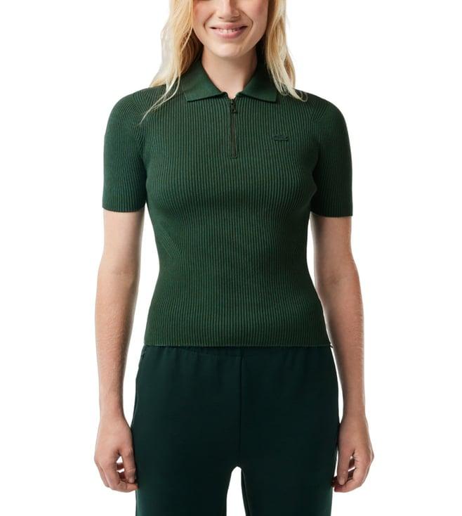 lacoste green core collection woven regular fit sweater