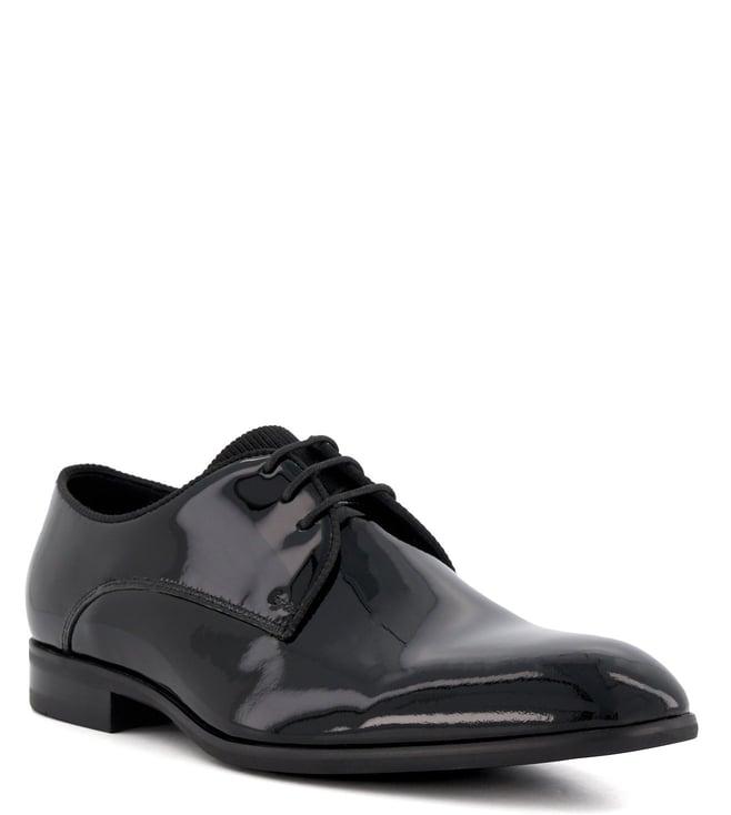 dune london men's stewart black derby shoes