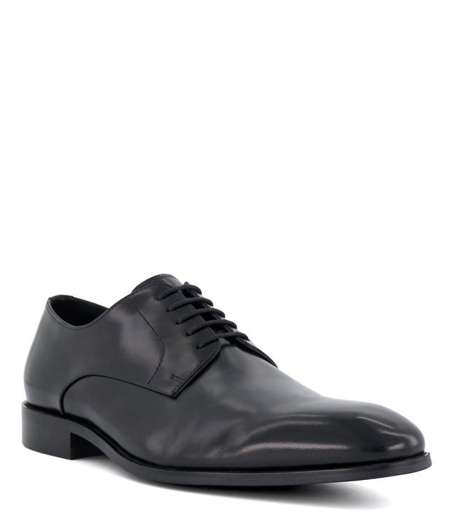 dune london men's secretive black derby shoes