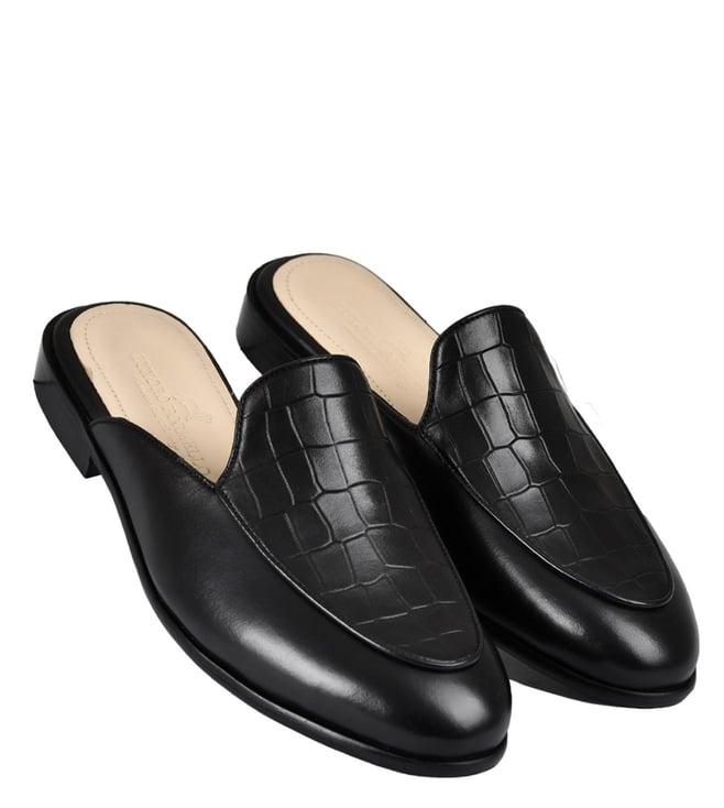 luxoro formello men's black mules (animal effect)