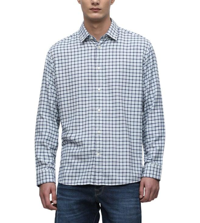 selected homme cashmere blue checks regular fit shirts