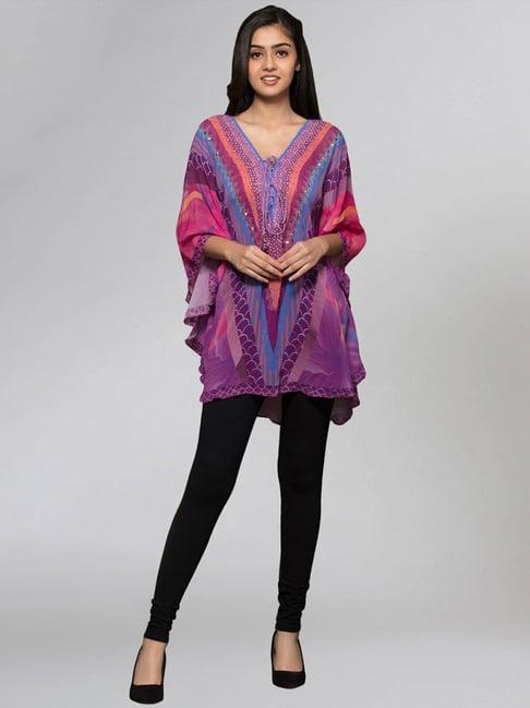 first resort by ramola bachchan pink & purple embellished tunic