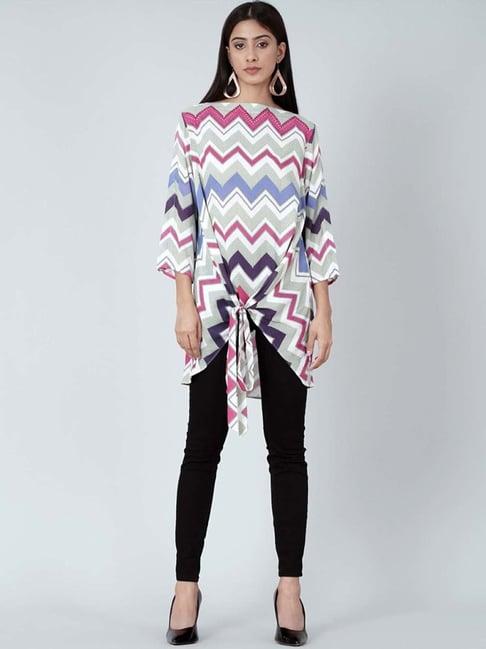 first resort by ramola bachchan pink and blue chevron kaftan top