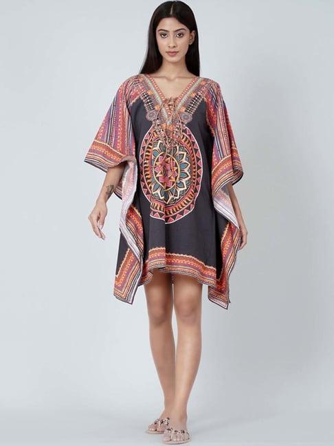 first resort by ramola bachchan black tribal kaftan top