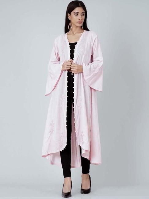 first resort by ramola bachchan pastel pink embellished coat dress