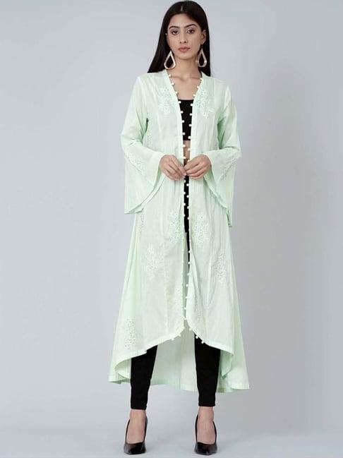 first resort by ramola bachchan pastel green embellished coat dress