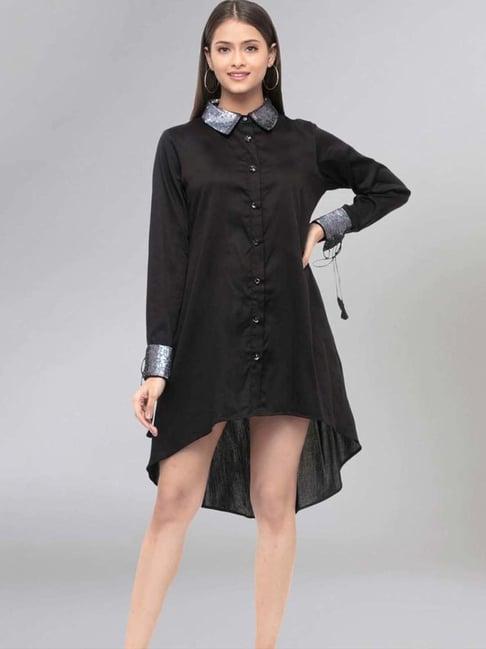 first resort by ramola bachchan black sequined shirt dress