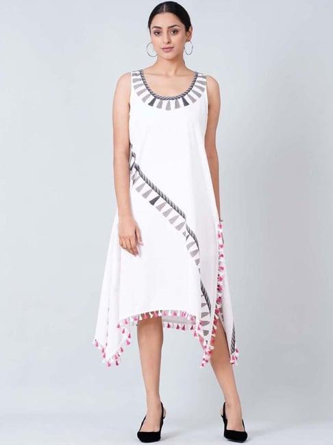 first resort by ramola bachchan grey a-line tassel dress