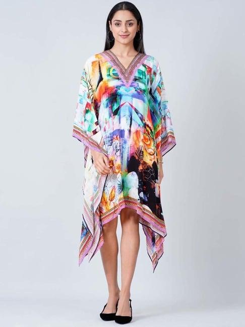 first resort by ramola bachchan multicoloured abstract mid length kaftan