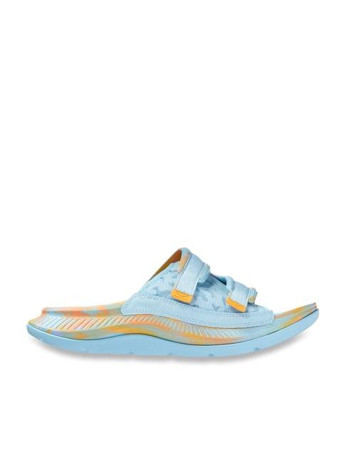 hoka men's ora luxe sky blue slides