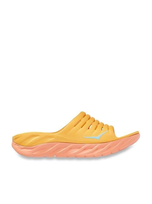 hoka men's ora recovery amber yellow slides