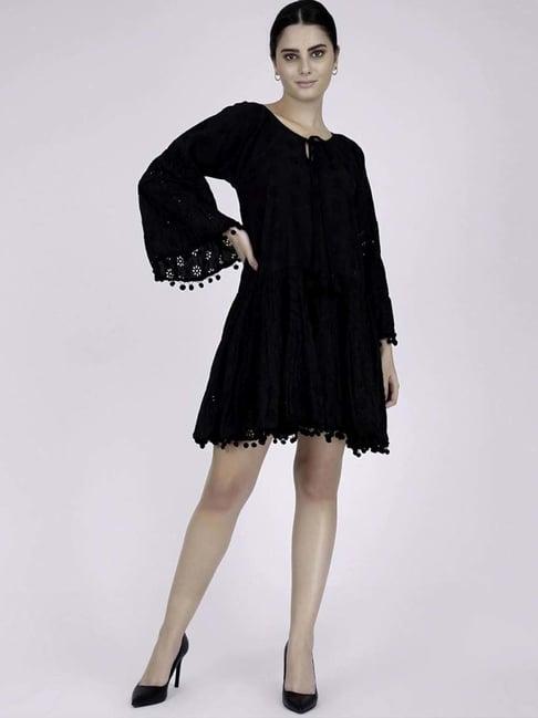 first resort by ramola bachchan black eyelet dress