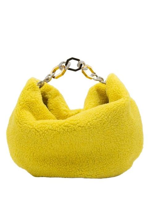 gedebe yellow teddy fur large hobo bag