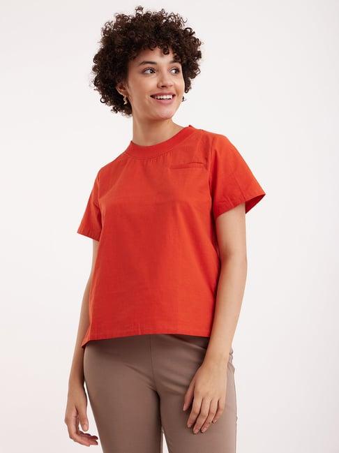 fablestreet orange linen t-shirt