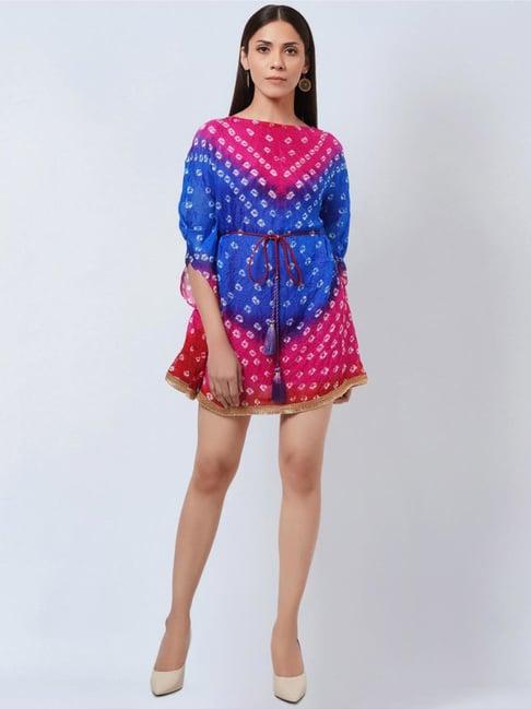 first resort by ramola bachchan pink & blue bandhani tunic