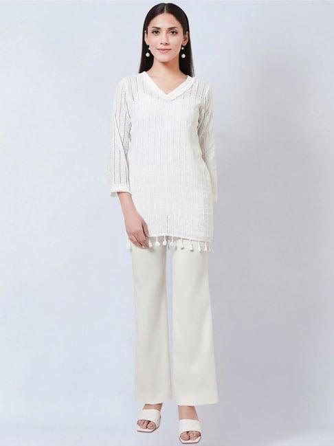 first resort by ramola bachchan white eyelet top