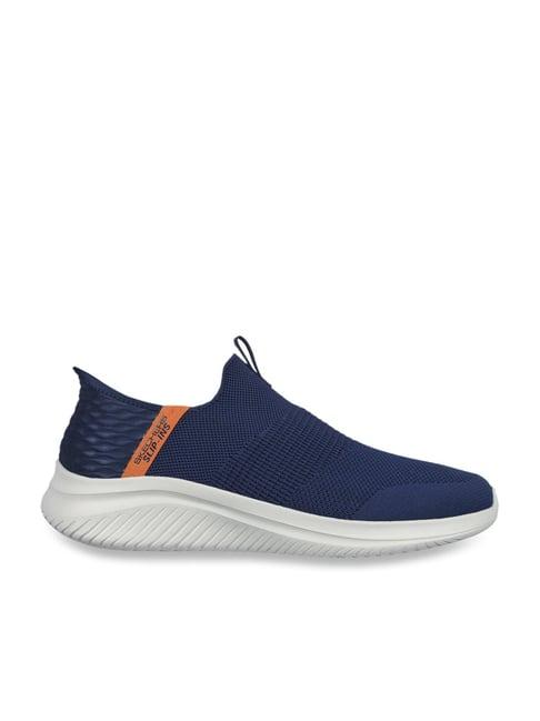 skechers men's ultra flex 3.0 - viewpoint navy orange casual sneakers