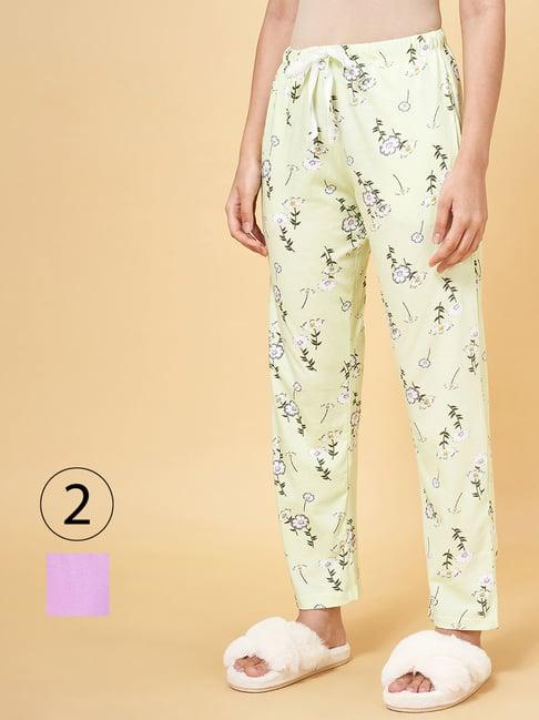 dreamz by pantaloons purple green cotton printed pyjamas