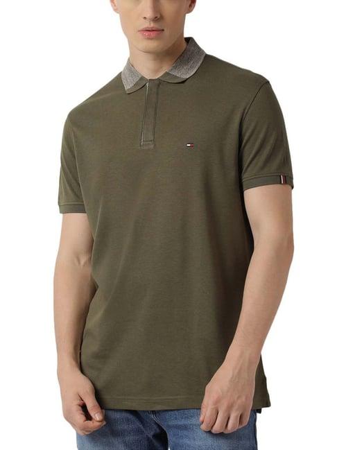 tommy hilfiger army green regular fit polo t-shirt