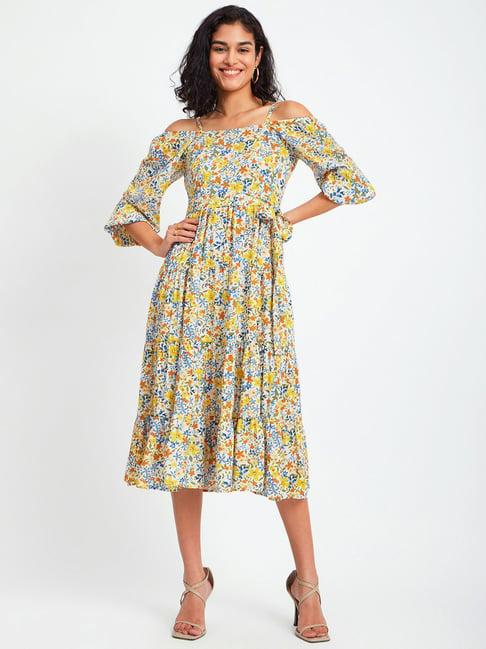 fablestreet multicolor floral print wrap dress