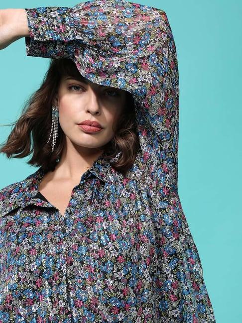 vero moda curve multicolor floral print shirt