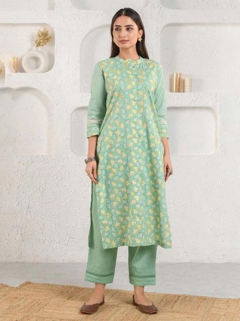 prakriti jaipur green gingko kurta