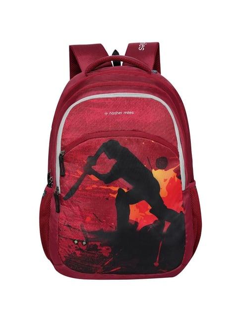 nasher miles cricket backpack for men & women | 3 compartment/casual/college bag | red, 45l