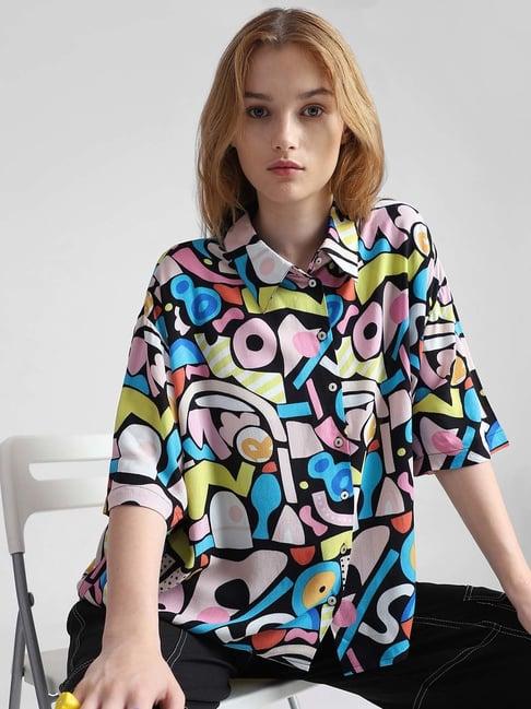 only multicolor viscose printed shirt