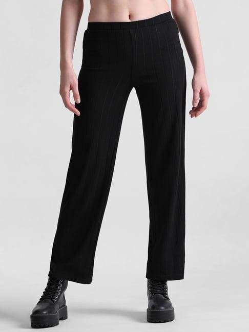 only black regular fit high rise pants