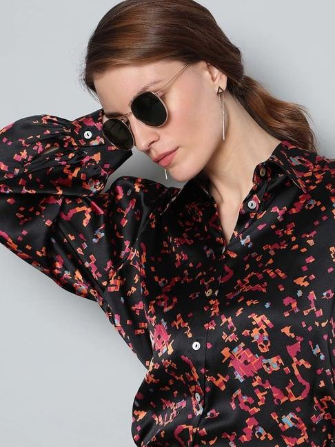 vero moda black & pink printed shirt