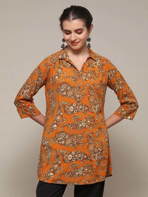 biba rust printed a line kurti