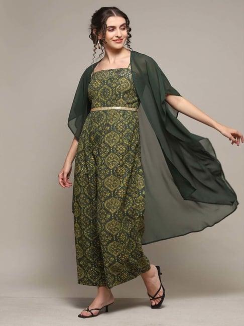 biba green printed jumpsuit