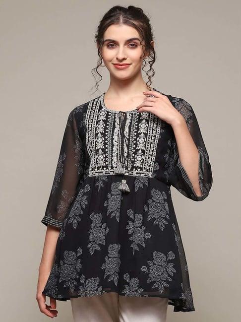 biba black embroidered tunic