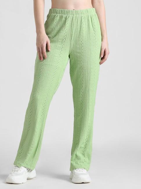 only green self design relaxed fit high rise pants