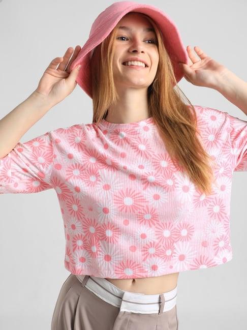 only pink floral print t-shirt