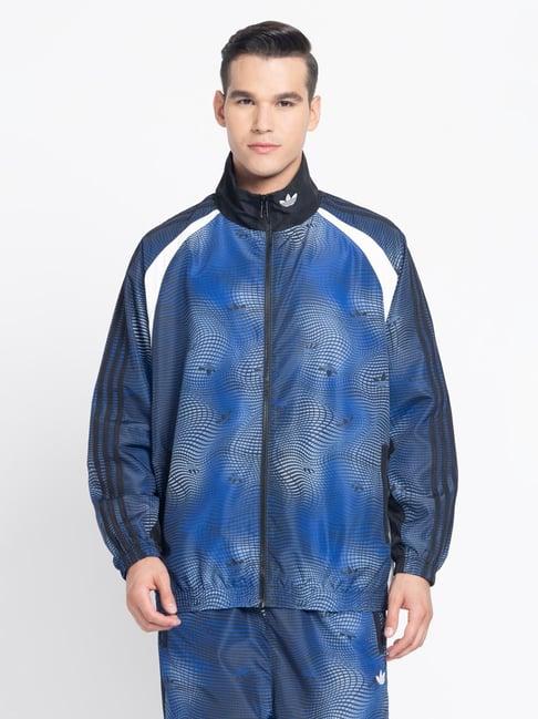 adidas originals blue regular fit printed sports jacket