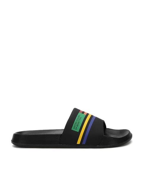 united colors of benetton men's black slides